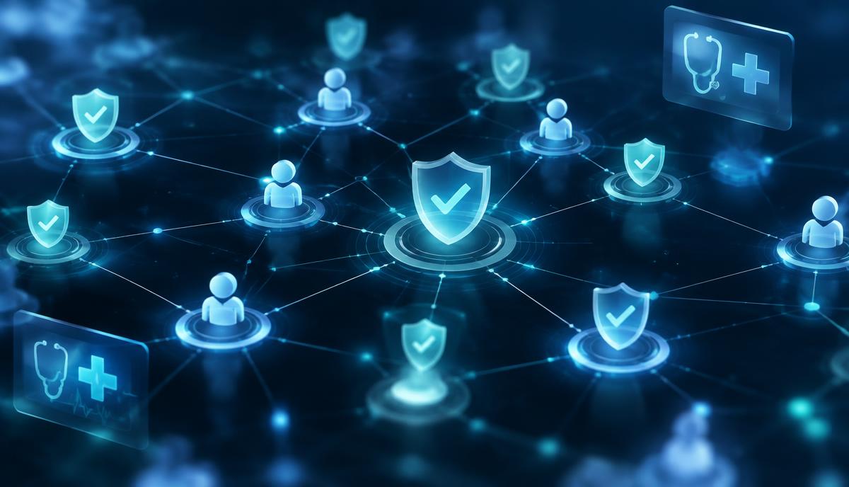 Healthcare workforce nodes connected by a secure phishing defense network
